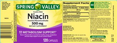 Flush-Free Niacin Inositol Hexanicotinate 500 mg label