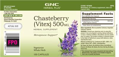 Chasteberry (Vitex) 500 mg label