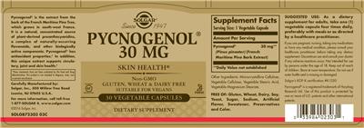 Pycnogenol 30 mg label