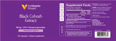 Black Cohosh Extract 80 mg label