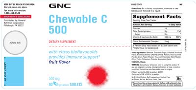 Chewable C 500 mg Fruit Flavor label