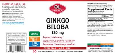 Ginkgo Biloba 120 mg label