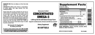 Concentrated Omega-3 Natural Orange Flavor label
