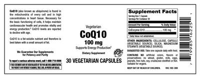 CoQ10 100 mg label