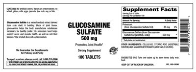 Glucosamine Sulfate 500 mg label