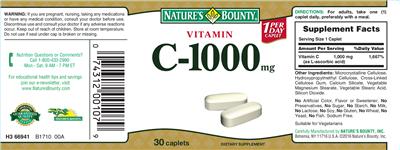 Vitamin C-1000 mg label