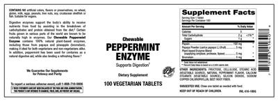Chewable Peppermint Enzyme label