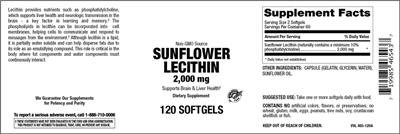 Sunflower Lecithin 2,000 mg label