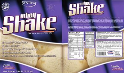 Whey Shake Vanilla Shake label