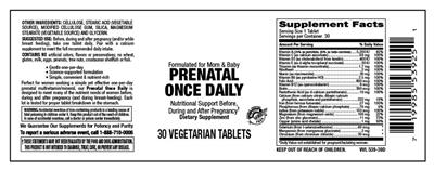Prenatal Once Daily label