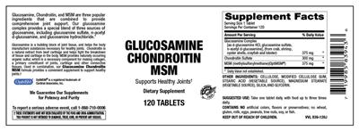 Glucosamine Chondroitin MSM label