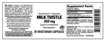 Milk Thistle 350 mg label