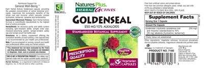 Goldenseal 250 mg label