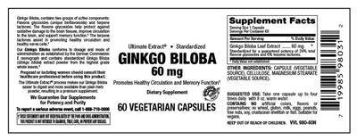 Ginkgo Biloba 60 mg label