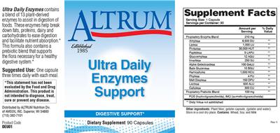 Ultra Daily Enzymes Support label