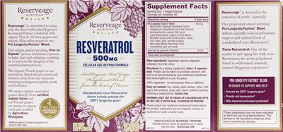 Resveratrol 500 mg label