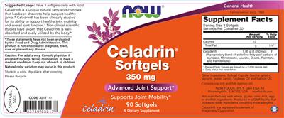 Celadrin Softgels 350 mg label
