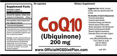 CoQ10 (Ubiquinone) 200 mg label