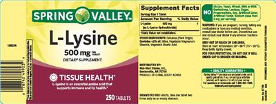 L-Lysine 500 mg label