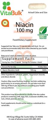 Niacin 100 mg Capsule label
