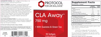 CLA Away 750 mg label