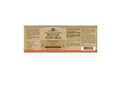Super High Potency Biotin 10,000 mcg label
