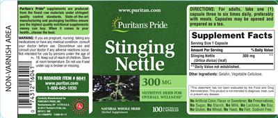 Stinging Nettle 300 mg label