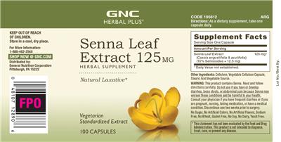 Senna Leaf Extract 125 mg label