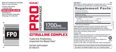 Citrulline Complex label
