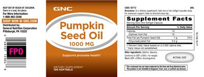Pumpkin Seed Oil 1000 mg label
