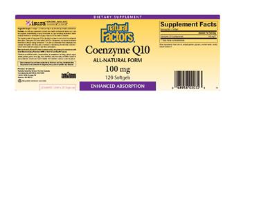Coenzyme Q10 100 mg label