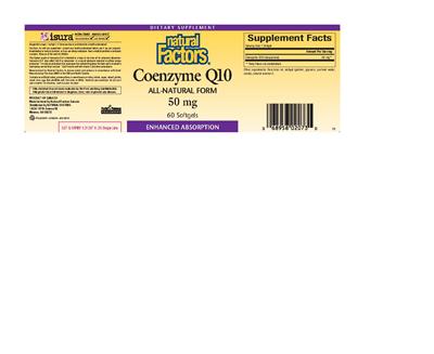 Coenzyme Q10 50 mg label