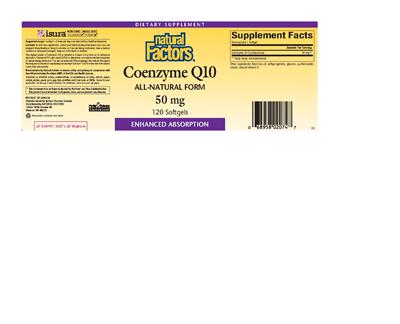 Coenzyme Q10 50 mg label