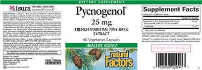 Pycnogenol 25 mg label