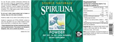 Spirulina Powder label