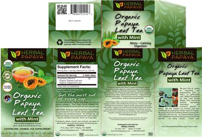 Organic Papaya Leaf Tea With Mint label