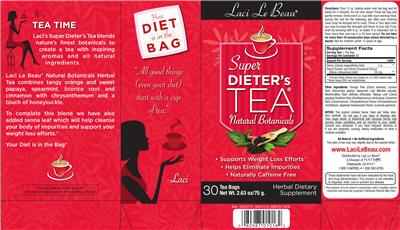 Super Dieter's Tea Natural Botanicals label