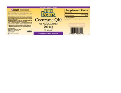 Coenzyme Q10 200 mg label
