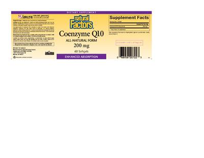 Coenzyme Q10 200 mg label