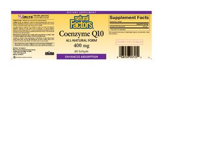 Coenzyme Q10 400 mg label