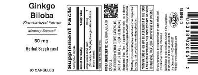 Ginkgo Biloba 60 mg label