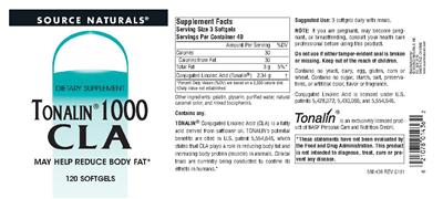 Tonalin 1000 CLA label