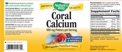Coral Calcium 600 mg label