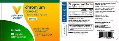 Chromium Complex 200 mcg label