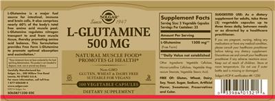 L-Glutamine 500 mg label