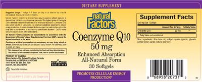 Coenzyme Q10 50 mg label