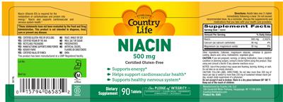 Niacin 500 mg label