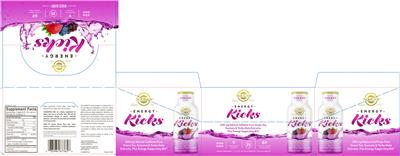 Energy Kicks Natural Mixed Berry Flavor label