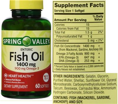Fish Oil 1400 mg label