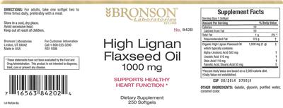 High Lignan Flaxseed Oil 1000 mg label